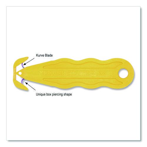 Image of Klever Kutter PLS-100Y Kurve Blade Plus Safety Cutter, 5.75" Plastic Handle, Yellow, 10/Box