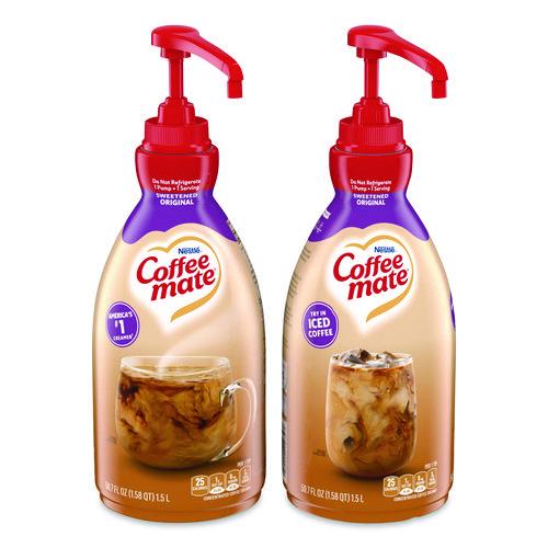 Image of Coffee mate® 12039938 Liquid Coffee Creamer, Sweetened Original, 1.5 L Pump Bottle, 2/Carton