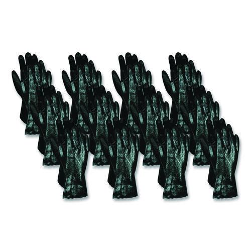 Image of MCR Safety 6218 Smooth Finish Single Dipped PVC Gloves, 18" Long, Large, Black, 12 Pairs