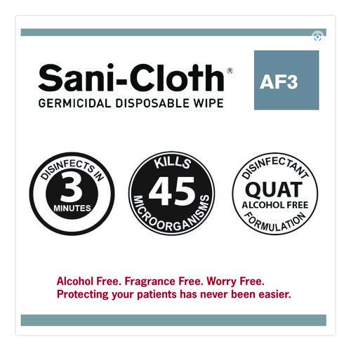 Image of Sani Professional® NIC P13872 Sani-Cloth AF3 Germicidal Disposable Wipes, 6 x 6.75, White, 160 Wipes/Canister, 12 Canisters/Carton