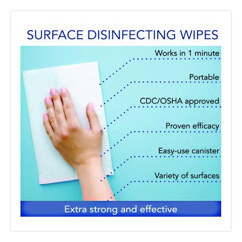 Image of Sani Professional® P24284 Sani-Cloth Prime Germicidal Disposable Wipes, Extra-Large, 1-Ply, 7.5 X 15, Unscented, White, 70/canister, 6 Canisters/carton