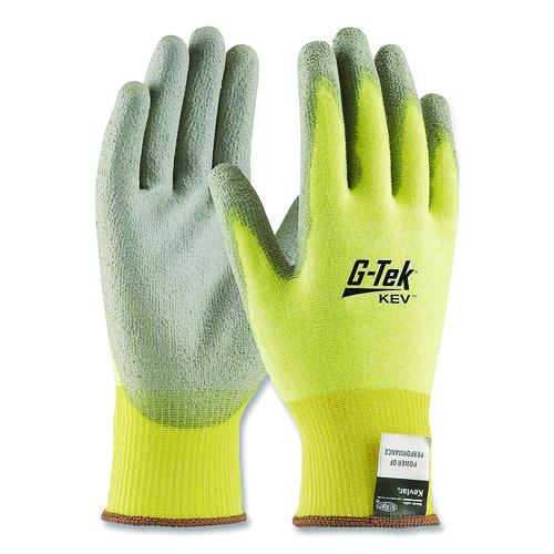 Image of PIP G-Tek Kev Cut-Resistant Seamless-Knit Gloves, Medium (size 8), Yellow/gray, 12 Pairs