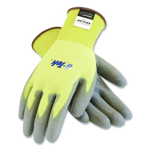 Image of PIP G-Tek Kev Cut-Resistant Seamless-Knit Gloves, Medium (size 8), Yellow/gray, 12 Pairs