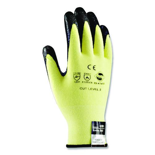 Image of G-TekÂ® Kev Seamless Knit Kevlar Gloves, Large, Yellow/black, 12 Pairs