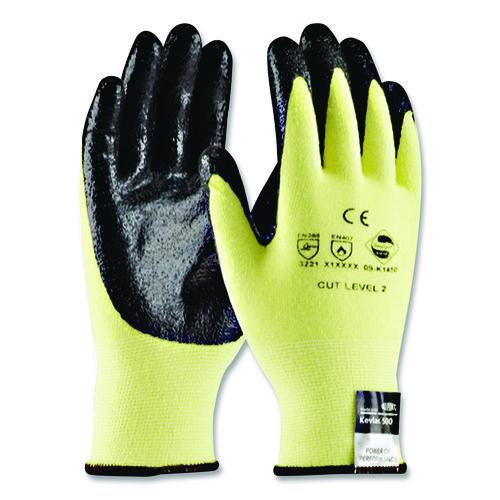 Image of G-TekÂ® Kev Seamless Knit Kevlar Gloves, Medium, Yellow/black, 12 Pairs