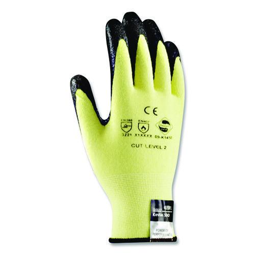 Image of G-TekÂ® Kev Seamless Knit Kevlar Gloves, Medium, Yellow/black, 12 Pairs