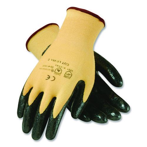 Image of G-TekÂ® Kev Seamless Knit Kevlar Gloves, Medium, Yellow/black, 12 Pairs