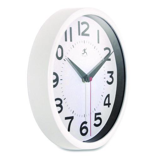 Image of Infinity Instruments 14220WH-3364 Metro Wall Clock, 9" Diameter, White Case, 1 Aa (sold Separately)