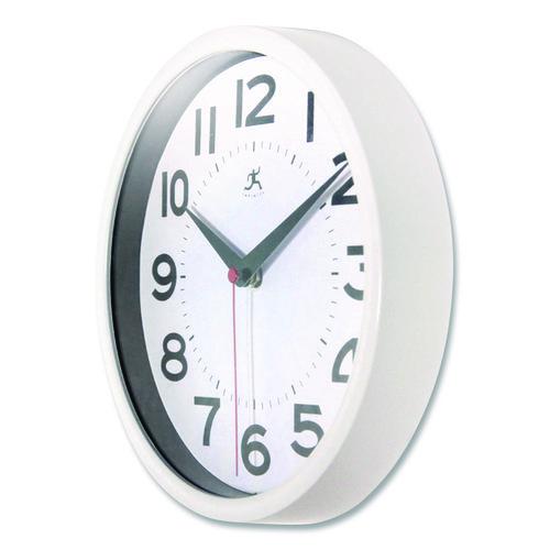 Image of Infinity Instruments 14220WH-3364 Metro Wall Clock, 9" Diameter, White Case, 1 Aa (sold Separately)