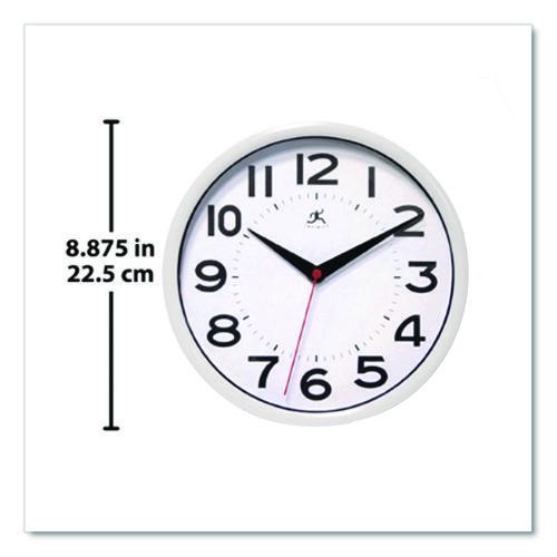 Image of Infinity Instruments 14220WH-3364 Metro Wall Clock, 9" Diameter, White Case, 1 Aa (sold Separately)