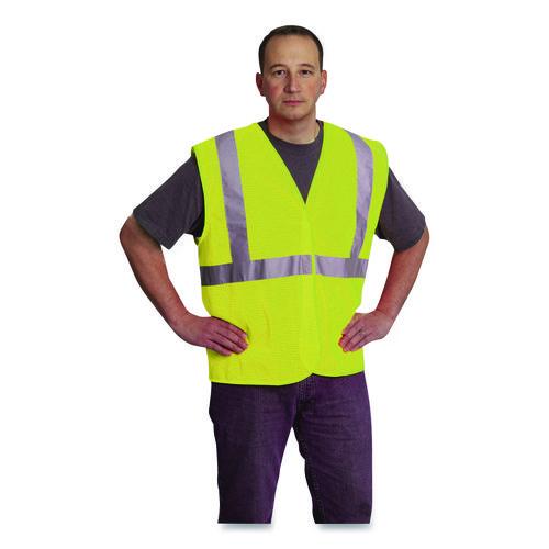 Image of PIP 302-MVGLY-2X ANSI Class 2 Hook and Loop Safety Vest, 2X-Large, Hi-Viz Lime Yellow