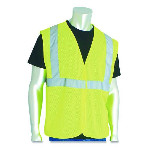 Image of PIP 302-MVGLY-2X ANSI Class 2 Hook and Loop Safety Vest, 2X-Large, Hi-Viz Lime Yellow