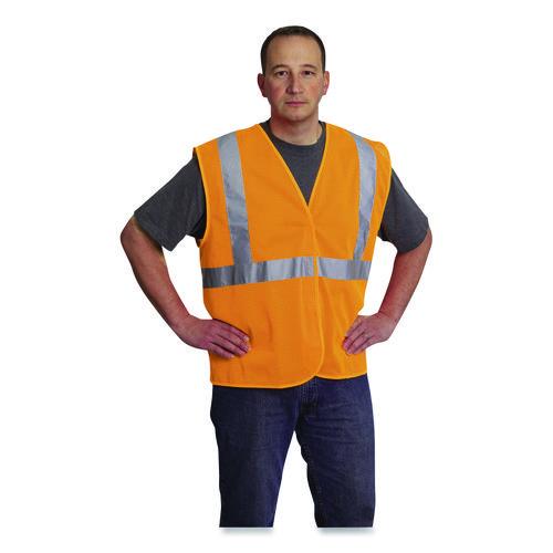 Image of PIP 302-MVGOR-2X ANSI Class 2 Hook and Loop Safety Vest, 2X-Large, Hi-Viz Orange