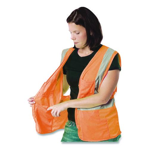 Image of PIP 302-MVGZ4POR-L ANSI Class 2 Four Pocket Zipper Safety Vest, Polyester Mesh, Large, Hi-Viz Orange