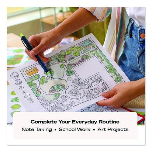 Image of uniball® 1858549 KuruToga Mechanical Pencil with Tube of Diamond Lead, 0.7 mm, HB (#2), Black Lead, Black/Green Barrel