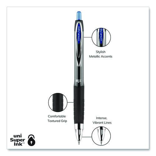Image of uniball® 45532PP Signo 207 Gel Pen, Retractable, Medium 0.7 mm, Blue Ink, Smoke/Black/Blue Barrel, 4/Pack