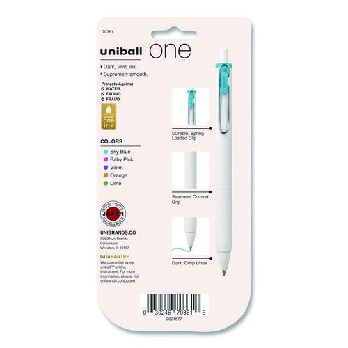 Image of uniball® 70381 uniONE Gel Pen, Retractable, Medium 0.7 mm, Assorted Fashion Ink and Barrel Colors, 5/Pack