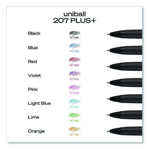 Image of uniball® 70460 207 Plus+ Gel Pen, Retractable, Medium 0.7 mm, Black Ink, Black Barrel, 4/Pack