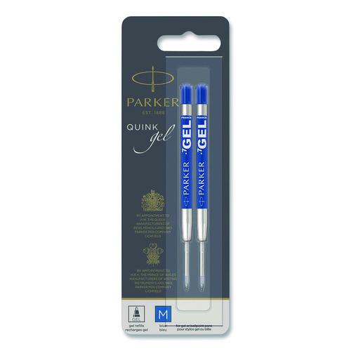 Image of Parker® 1950364 Refill For Parker Retractable Gel Ink Roller Ball Pens, Medium Conical Tip, Blue Ink, 2/pack