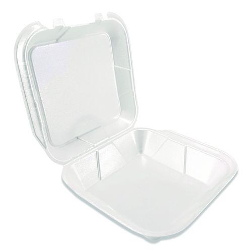 Image of Plastifar 12084 Foam Hinged Lid Containers, 9 x 9 x 3, White, Foam, 200/Carton