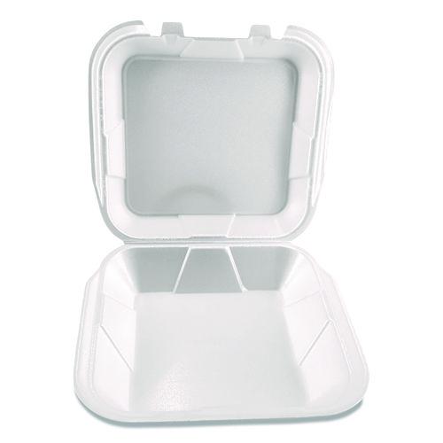 Image of Plastifar 12084 Foam Hinged Lid Containers, 9 x 9 x 3, White, Foam, 200/Carton