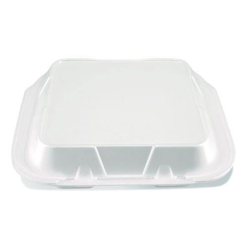 Image of Plastifar 12084 Foam Hinged Lid Containers, 9 x 9 x 3, White, Foam, 200/Carton
