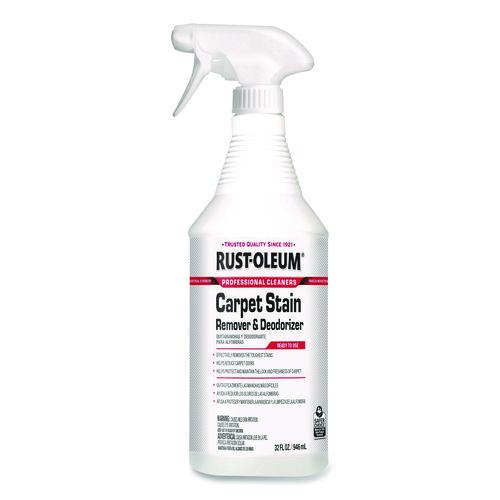 Image of Rust-Oleum® 352258 Professional Carpet Stain Remover Plus Deodorizer, Lemon Scent, 32 oz Spray Bottle, 6/Carton