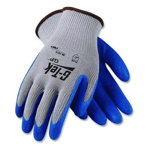 Image of G-Tek® 39-1310/L GP Latex-Coated Cotton/Polyester Gloves, EN388: 1111, 10" Long, Large, Gray/Blue, 12 Pairs