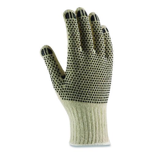 Image of PIP 36-110PDD/S PVC-Dotted Cotton/Polyester Work Gloves, Reversible, Small, Beige/Black, 12 Pairs