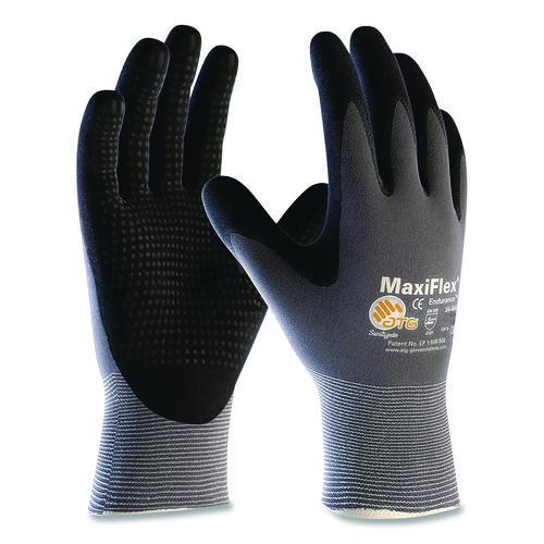 Image of MaxiFlex® 34-874/XL Ultimate Seamless Knit Nylon Gloves, Nitrile MicroFoam Grip: Palm/Fingers, EN388: 4131, X-Large, Gray, 12 Pairs