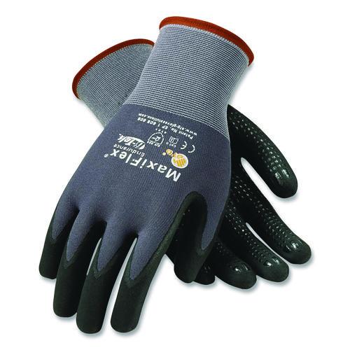 Image of MaxiFlexÂ® Ultimate Seamless Knit Nylon Gloves, Nitrile Coated Microfoam Grip On Palm And Fingers, Small, Gray, 12 Pairs