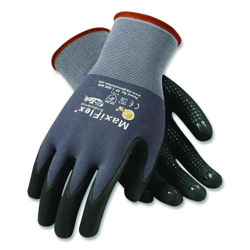 Image of MaxiFlex® 34-874/M Ultimate Seamless Knit Nylon Gloves, Nitrile MicroFoam Grip: Palm/Fingers, EN388: 4131, Medium, Gray, 12 Pairs