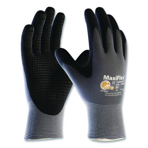 Image of MaxiFlex® 34-844/M Endurance Seamless Knit Nylon Gloves, EN388: 4131, Medium, Gray/Black, 12 Pairs