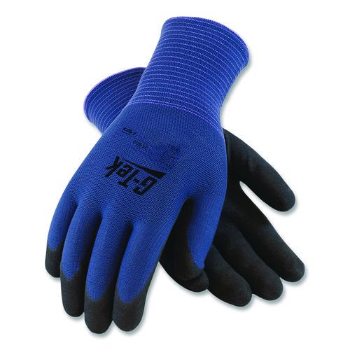Image of G-Tek® 34-500/L GP Nitrile-Coated Nylon Gloves, EN388: 4121, 10" Long, Large, Blue/Black, 12 Pairs