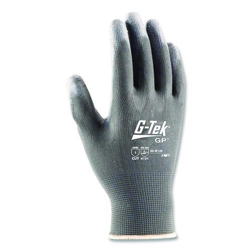Image of G-Tek® 33-G125/S GP Polyurethane-Coated Nylon Gloves, EN388: 1111, 10" Long, Small, Gray, 12 Pairs