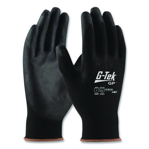 Image of G-Tek® 33-B125/XL GP Polyurethane-Coated Nylon Gloves, EN388: 1111, 10" Long, X-Large, Black, 12 Pairs