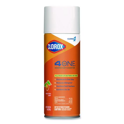 Image of Clorox® 31043 4-In-One Disinfectant And Sanitizer, Citrus, 14 Oz Aerosol Spray