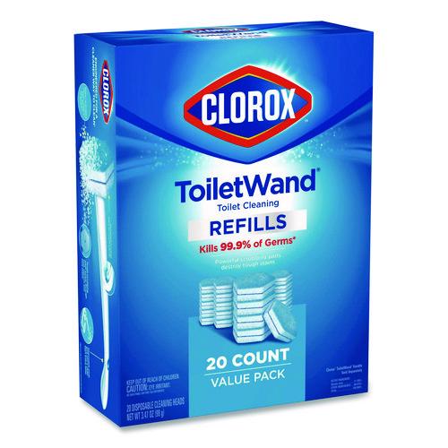 Image of Clorox® 31049 ToiletWand Toilet Cleaning Refills, Toilet Cleaning Scrubbing Pads, Blue/White, 20/Pack