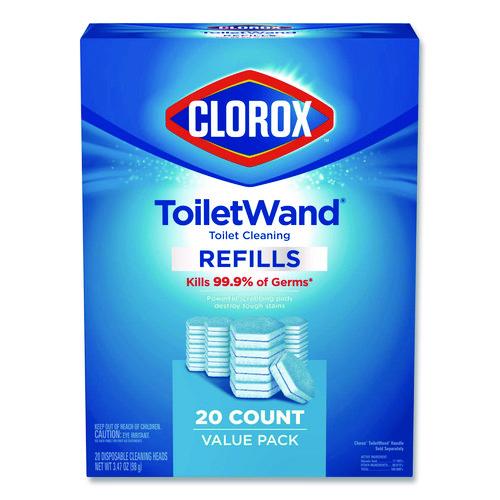 Image of Clorox® 31049 ToiletWand Toilet Cleaning Refills, Toilet Cleaning Scrubbing Pads, Blue/White, 20/Pack