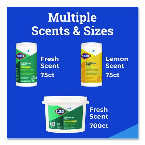 Image of Clorox® 31547 Disinfecting Wipes, 1-Ply, 7 x 8, Fresh Scent, White, 700/Bucket