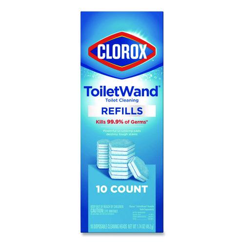 Image of Clorox® CLO31620 ToiletWand Toilet Cleaning Refills, Toilet Cleaning Scrubbing Pads, Blue/White, 10/Pack, 6 Packs/Carton