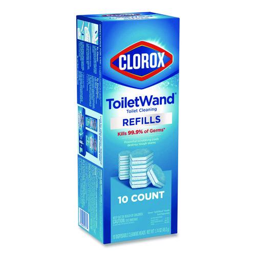 Image of Clorox® CLO31620 ToiletWand Toilet Cleaning Refills, Toilet Cleaning Scrubbing Pads, Blue/White, 10/Pack, 6 Packs/Carton