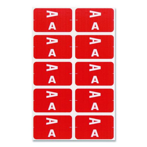 Image of Smead 67171 Alphaz Color-Coded Second Letter Alphabetical Labels, A, 1 X 1.63, Red, 10/sheet, 10 Sheets/pack