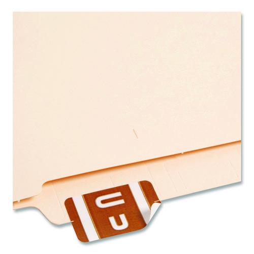 Image of Smead 67191 Alphaz Color-Coded Second Letter Alphabetical Labels, U, 1 X 1.63, Dark Brown, 10/sheet, 10 Sheets/pack