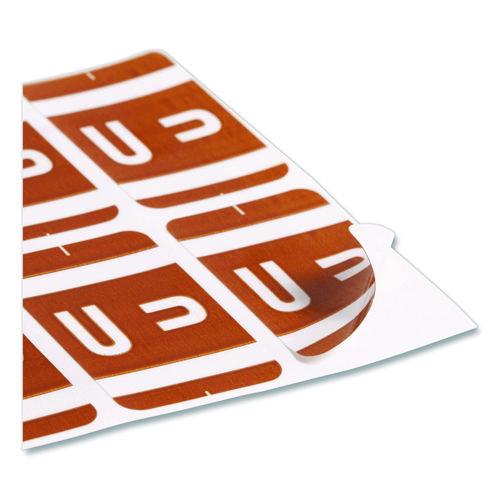 Image of Smead 67191 Alphaz Color-Coded Second Letter Alphabetical Labels, U, 1 X 1.63, Dark Brown, 10/sheet, 10 Sheets/pack