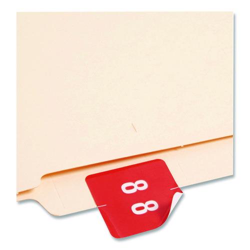 Image of Smead Numerical End Tab File Folder Labels, 8, 1.5 X 1.5, Red, 250/roll