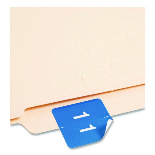 Image of Smead 67421 Numerical End Tab File Folder Labels, 1, 1.5 X 1.5, Light Blue, 250/roll