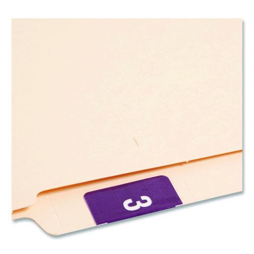Image of Smead 67423 Numerical End Tab File Folder Labels, 3, 1.5 X 1.5, Purple, 250/roll