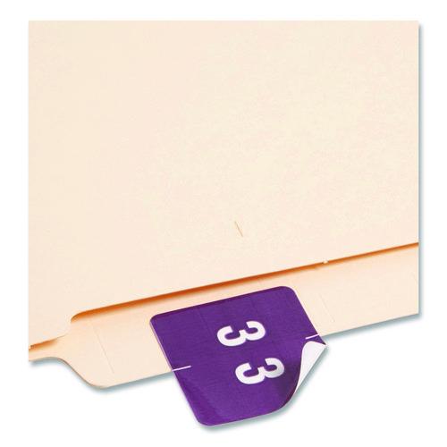 Image of Smead 67423 Numerical End Tab File Folder Labels, 3, 1.5 X 1.5, Purple, 250/roll