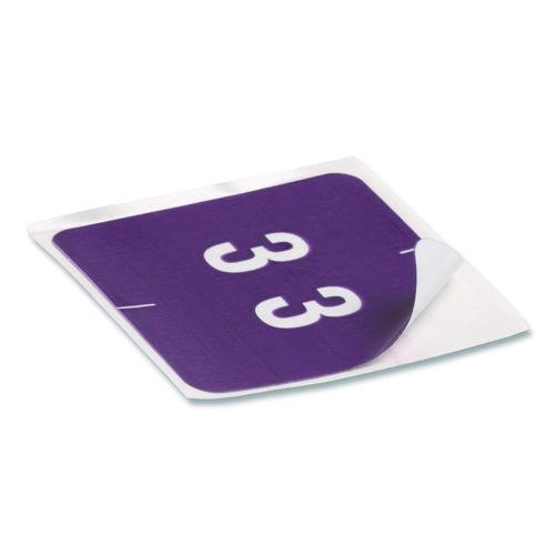 Image of Smead 67423 Numerical End Tab File Folder Labels, 3, 1.5 X 1.5, Purple, 250/roll